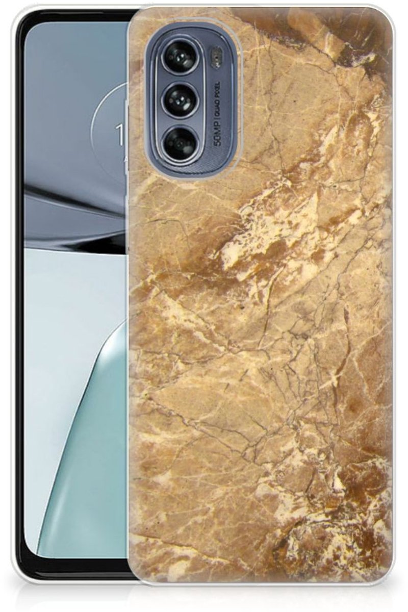 Motorola Moto G62 5G TPU Siliconen Hoesje Marmer Creme