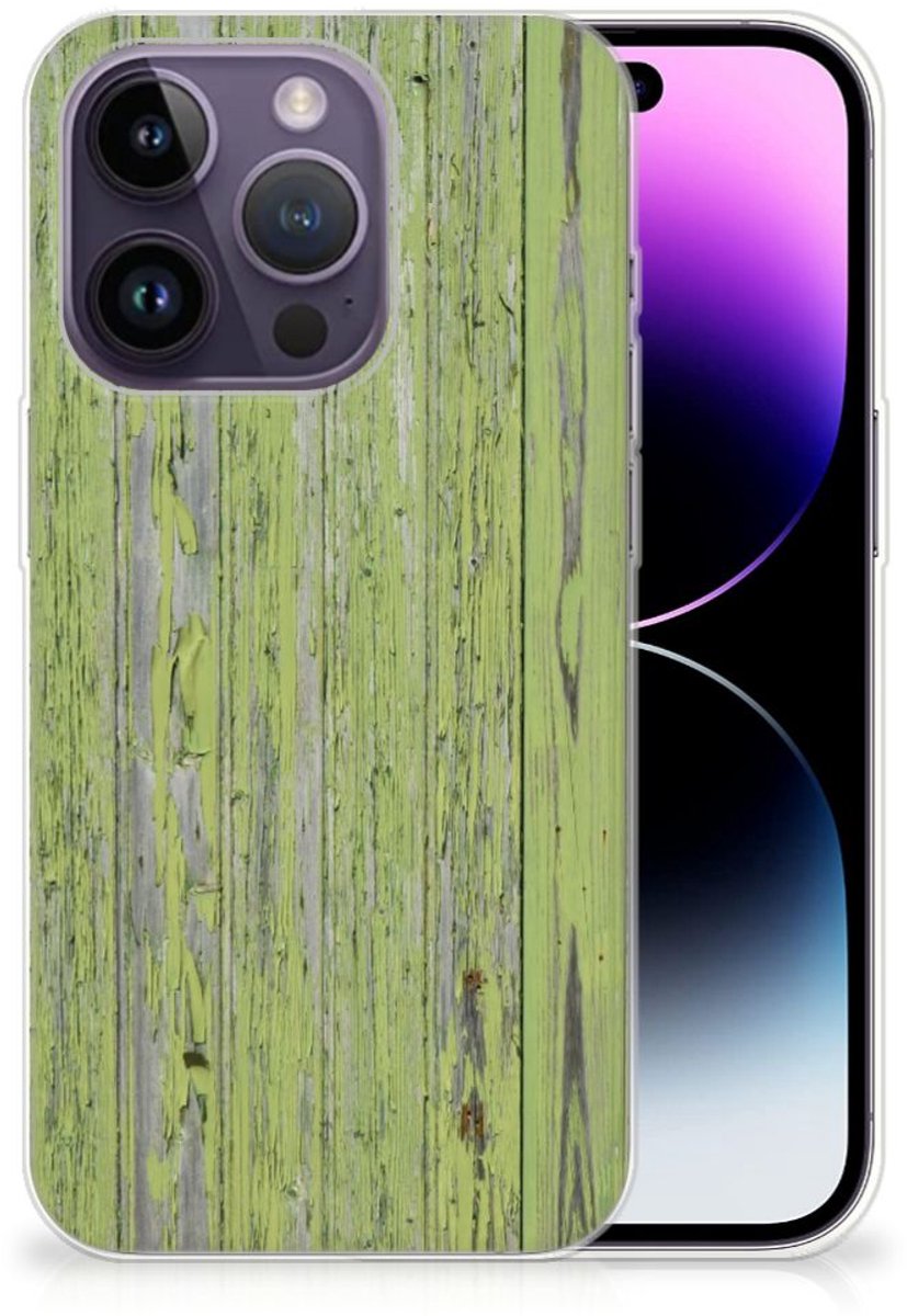 Apple iPhone 14 Pro Bumper Hoesje Green Wood