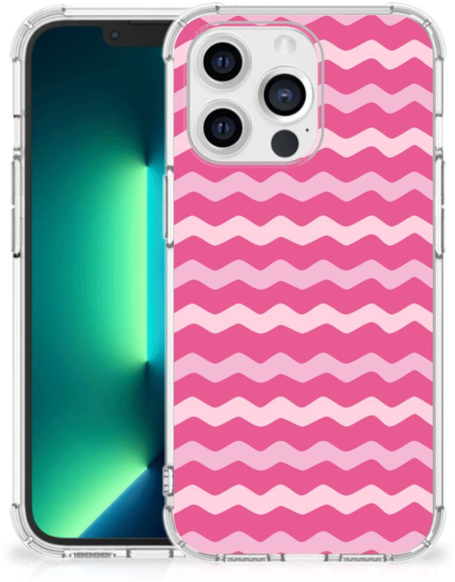 iPhone 13 Pro Max Doorzichtige Silicone Hoesje Waves Pink