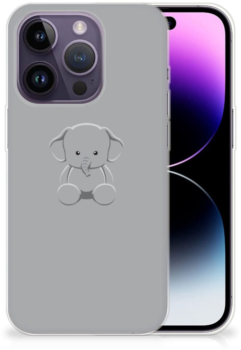 Apple iPhone 14 Pro Telefoonhoesje met Naam Grijs Baby Olifant