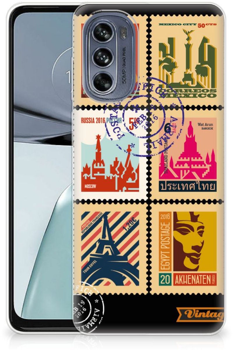 Motorola Moto G62 5G Siliconen Back Cover Postzegels