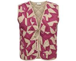 JDY JDYZORAH S/L QUILTED VEST WVN Dames Gilet - Rumba Red Savannah Tan Geo