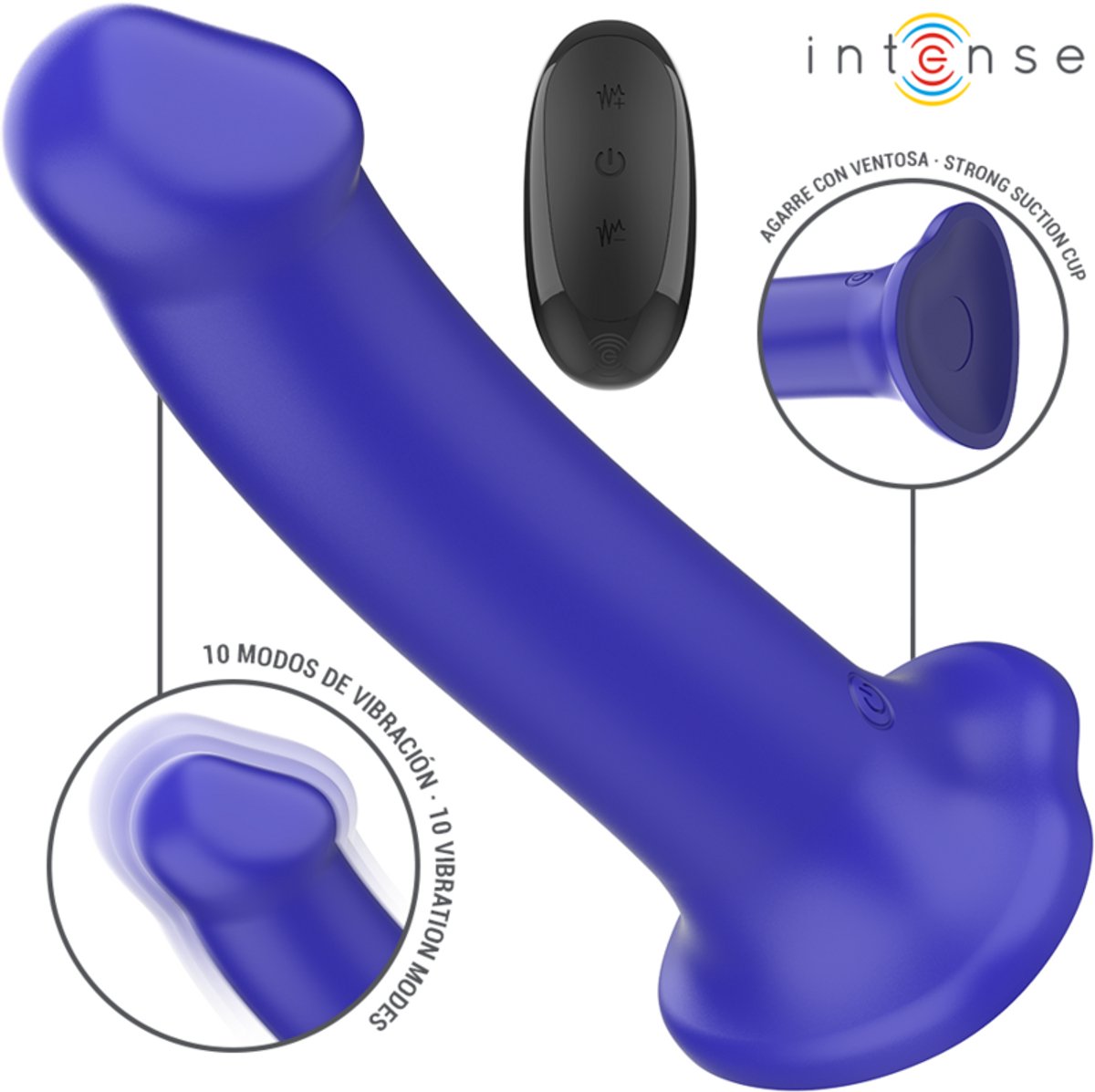 INTENSE - VICTORIA VIBRATOR MET ZUIGNAP 10 VIBRATIES DONKERBLAUWE AFSTANDSBEDIENING | VIBRATOR | VIBRATOR MET ZUIGNAP | SEKSSPEELTJES VOOR KOPPELS | SEX TOYS VOOR KOPPELS | SEKSSPEELTJES VOOR VROUWEN | SEX TOYS VOOR VROUWEN