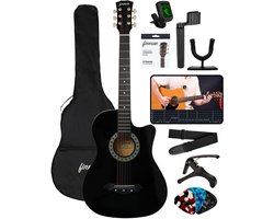 Finesse Akoestische Gitaar - met Videocursus - Western Gitaar - Gitaar Kind & Volwassenen - Zwart