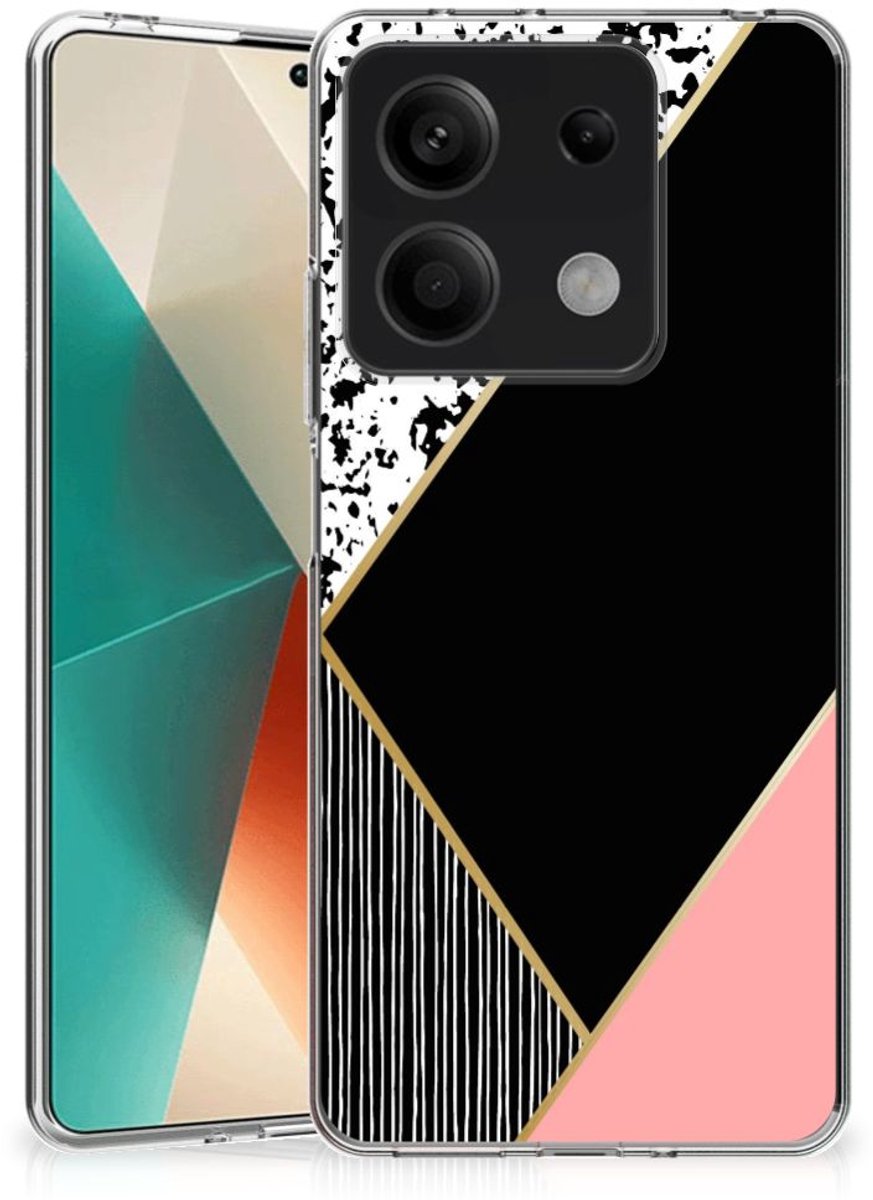 Xiaomi Redmi Note 13 5G TPU Hoesje Zwart Roze Vormen