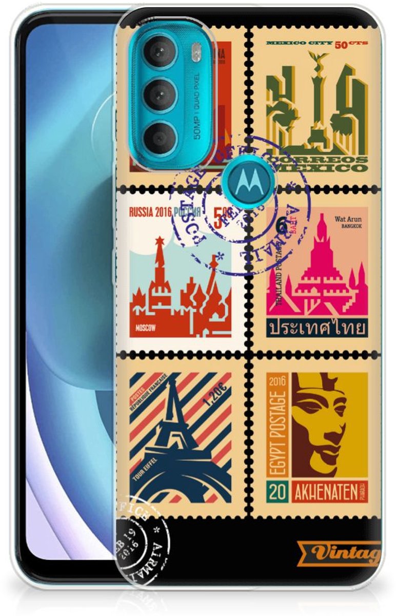 Motorola Moto G71 5G Siliconen Back Cover Postzegels
