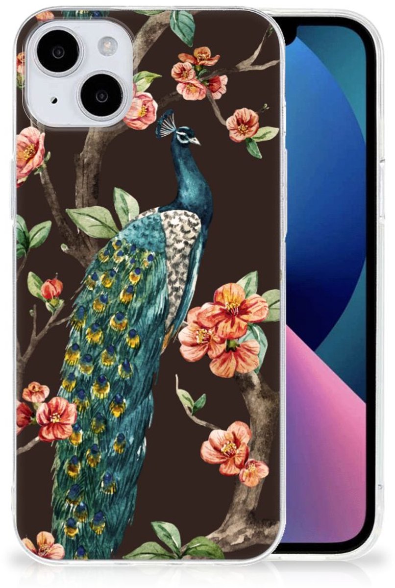 iPhone 15 Plus TPU Hoesje Pauw met Bloemen