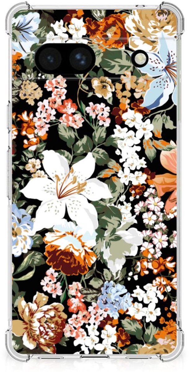 Back Cover voor Case voor Google Pixel 7A Dark Flowers
