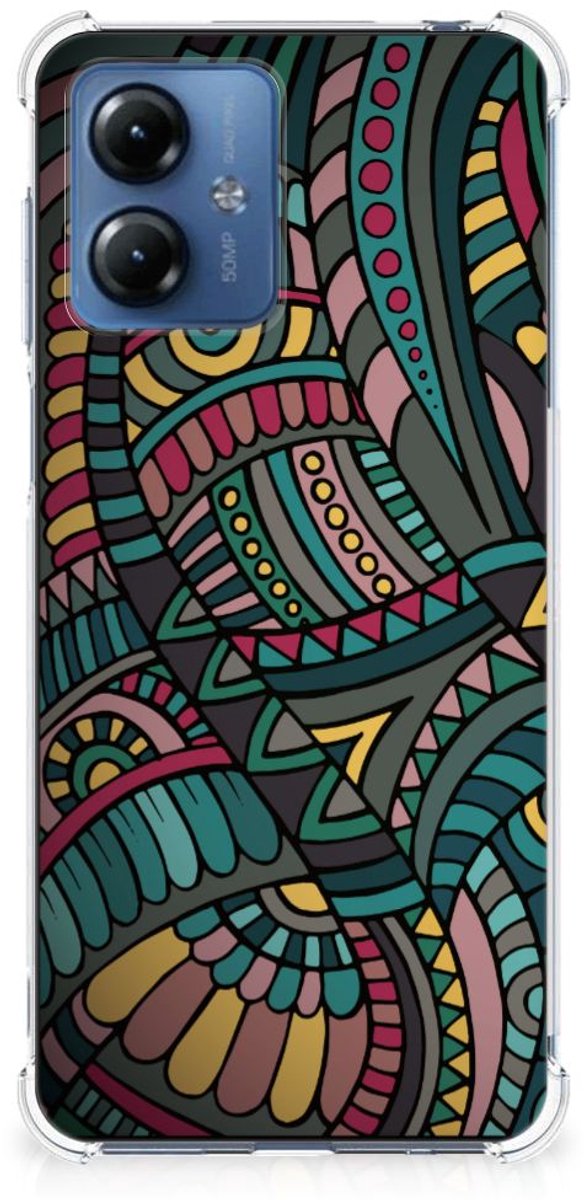 Motorola Moto G14 Doorzichtige Silicone Hoesje Aztec