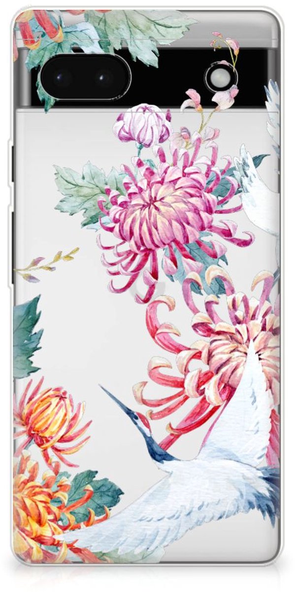Google Pixel 6A TPU Hoesje Bird Flowers