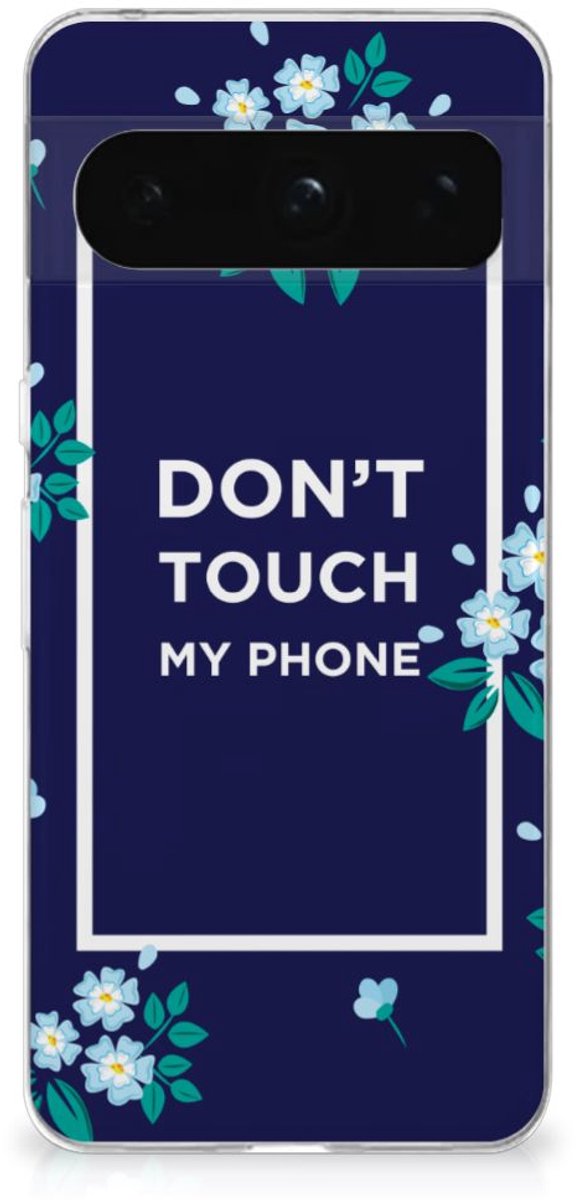 Google Pixel 8 Pro Silicone-hoesje Flowers Blue DTMP