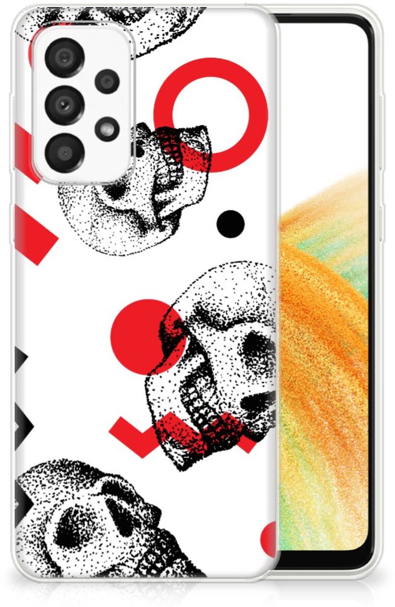 Back Cover voor Silicone Back Case Samsung Galaxy A33 5G Skull Red