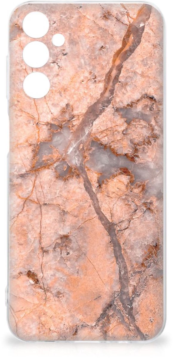 Back Cover voor Samsung Galaxy M14 TPU Siliconen Hoesje Marmer Oranje