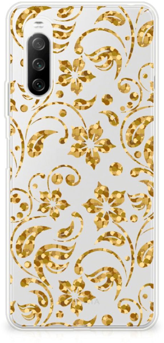 Sony Xperia 10 III TPU Case Gouden Bloemen