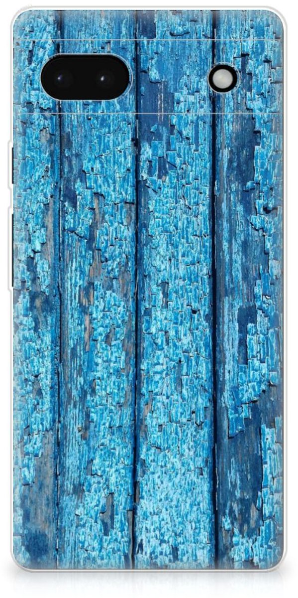 Google Pixel 6A Bumper Hoesje Wood Blue
