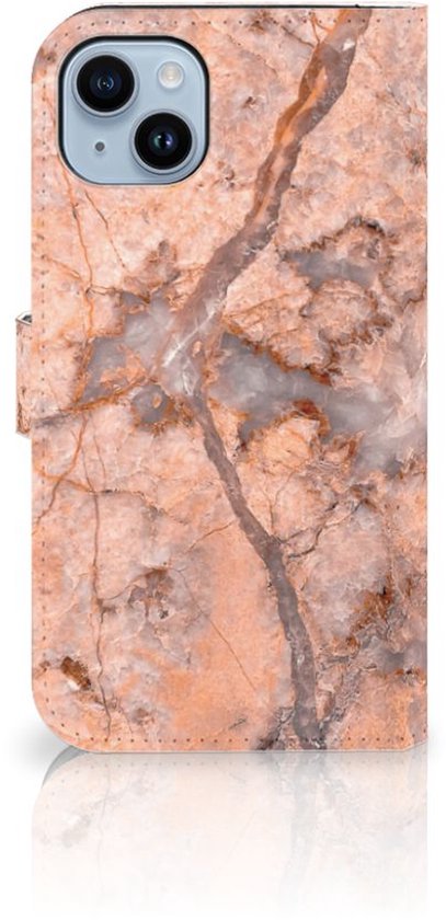 Etui pour Téléphone iPhone 15 Plus Coque Orange De Marbre
