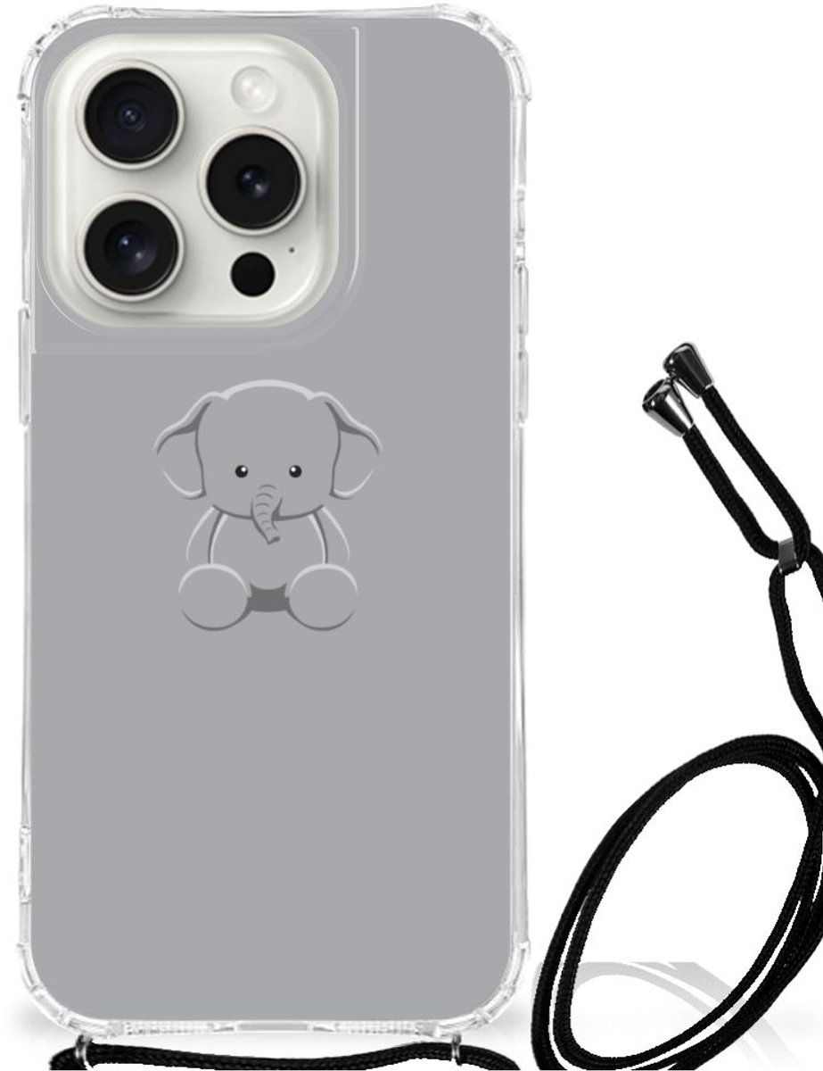 iPhone 15 Pro Stevig Bumper Hoesje Grijs Baby Olifant