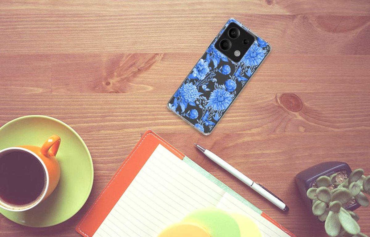 TPU Case voor Xiaomi Redmi Note 13 5G Flowers Blue