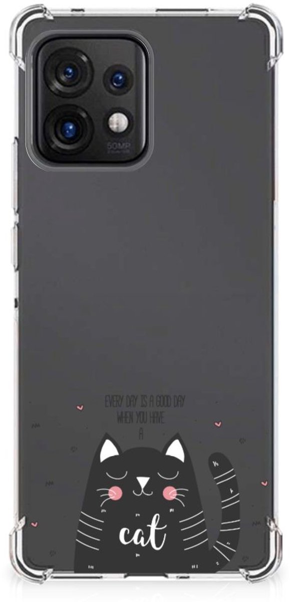 Back Cover voor Motorola Edge 40 Pro Stevig Bumper Hoesje Cat Good Day