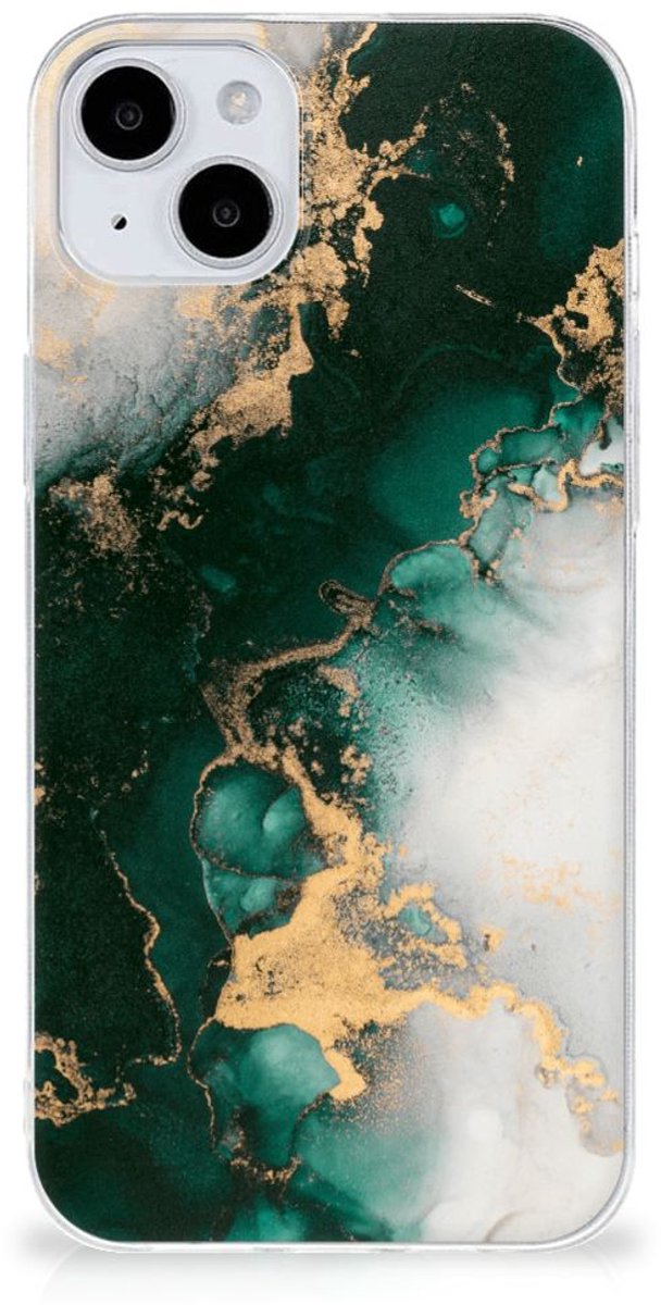 TPU Siliconen Hoesje voor iPhone 15 Marmer Groen