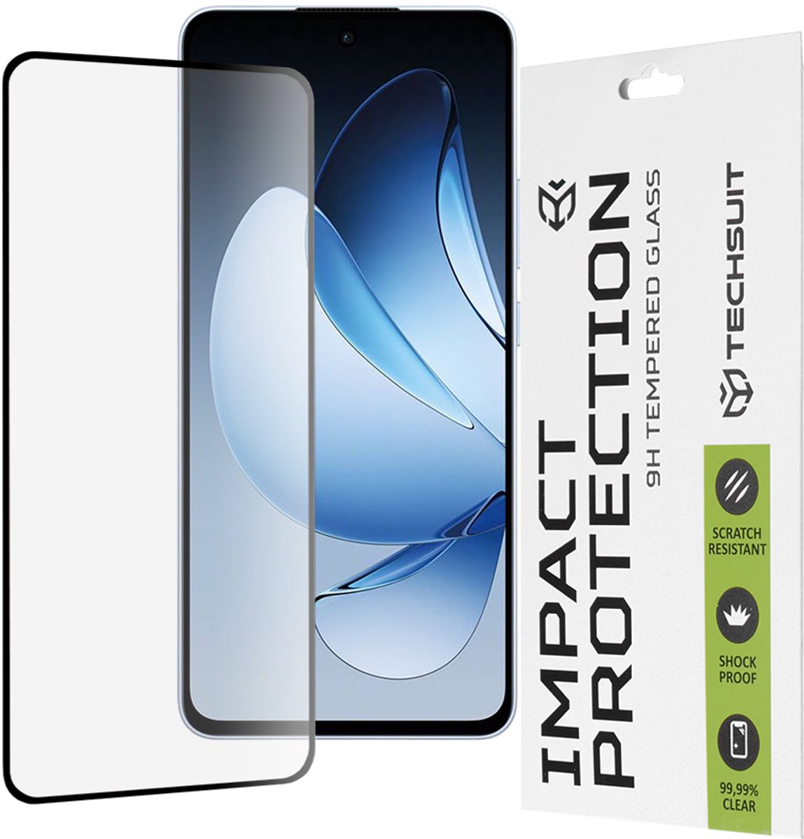 Screenprotector voor Oppo Reno13 - Techsuit Full Cover Impact Protection - Zwart