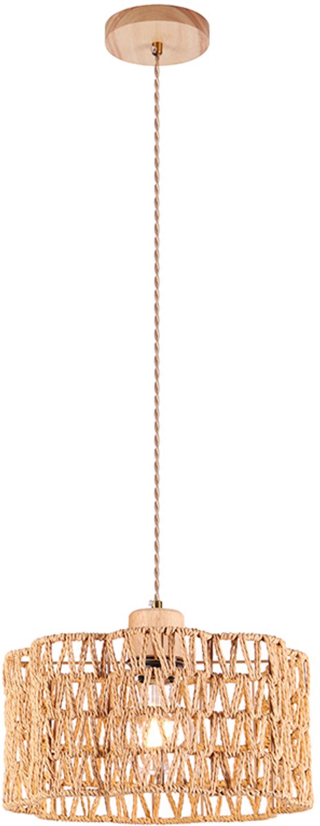 Olucia - MICKEY - Hanglamp - Bruin / Hout - Vorm: Rond