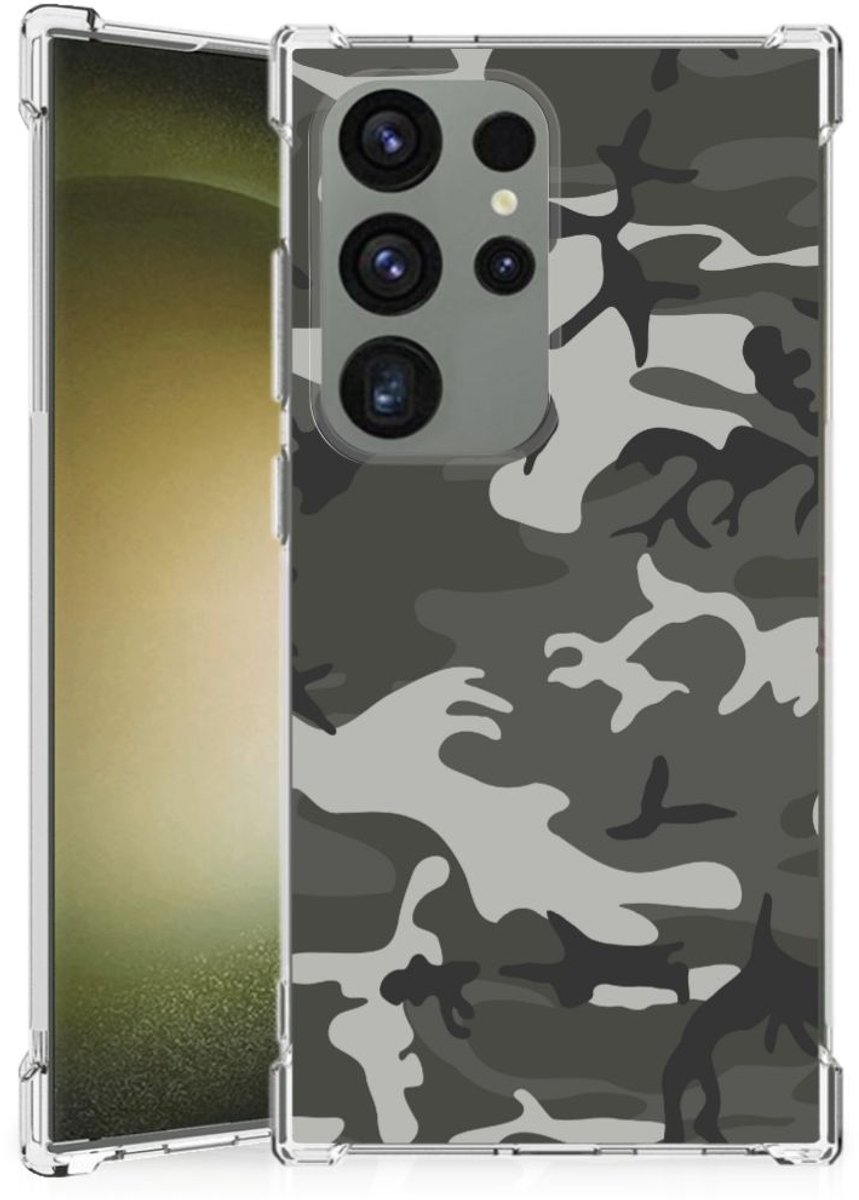 Samsung Galaxy S24 Ultra Doorzichtige Silicone Hoesje Army Light