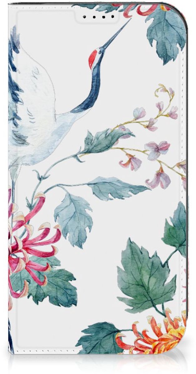 Standcase Hoesje voor iPhone 15 Pro Max Hoesje maken Bird Flowers