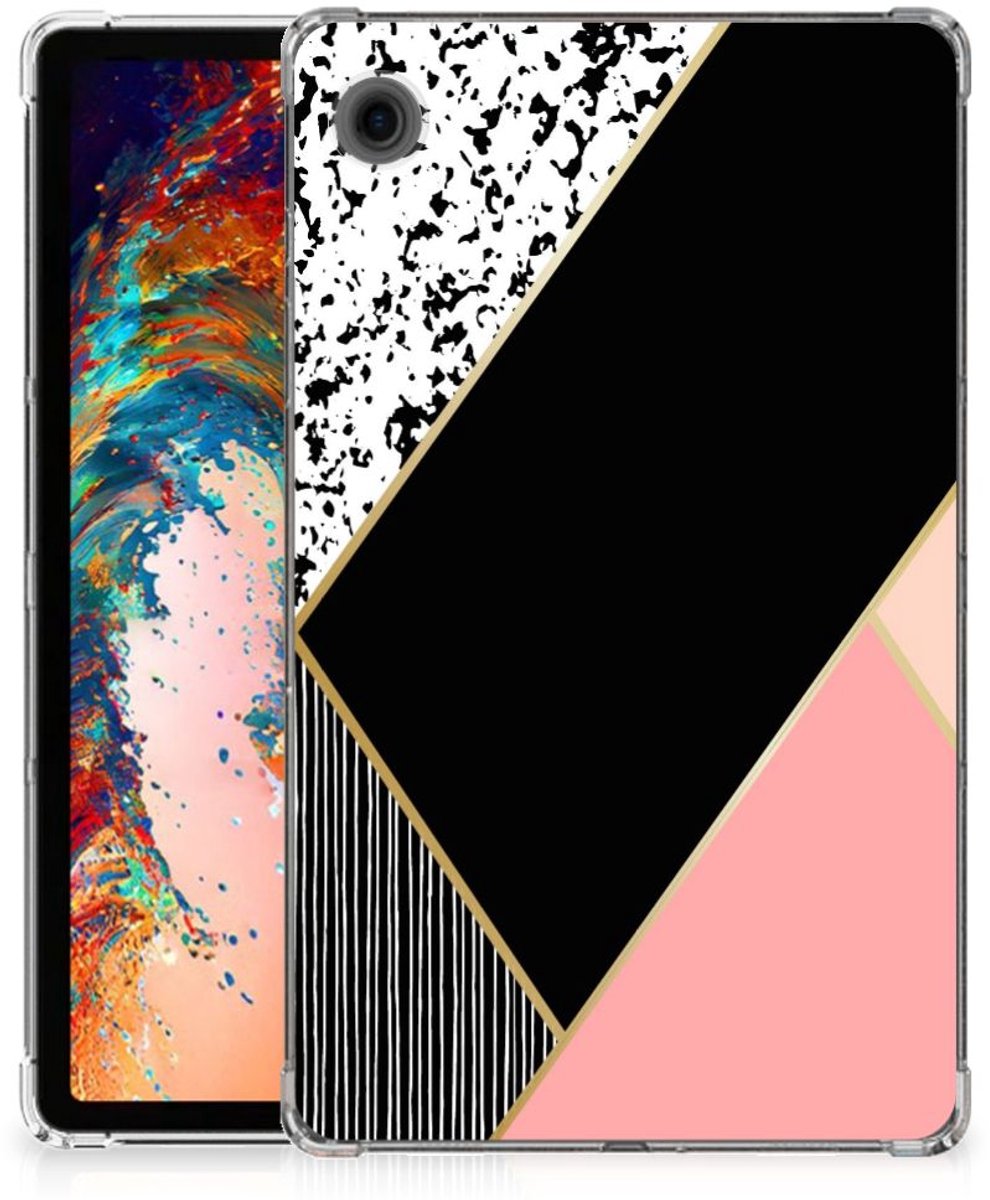 Samsung Galaxy Tab A9 Back Cover Zwart Roze Vormen