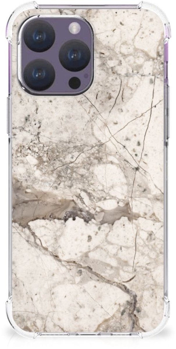 iPhone 15 Pro Max Anti-Shock Hoesje Marmer Beige