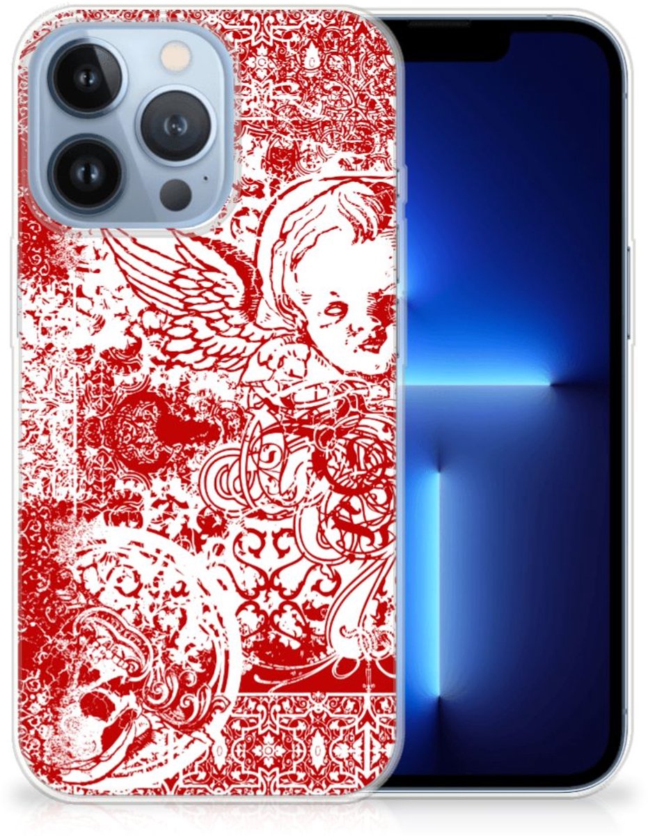 Silicone Back Case Apple iPhone 13 Pro Angel Skull Rood