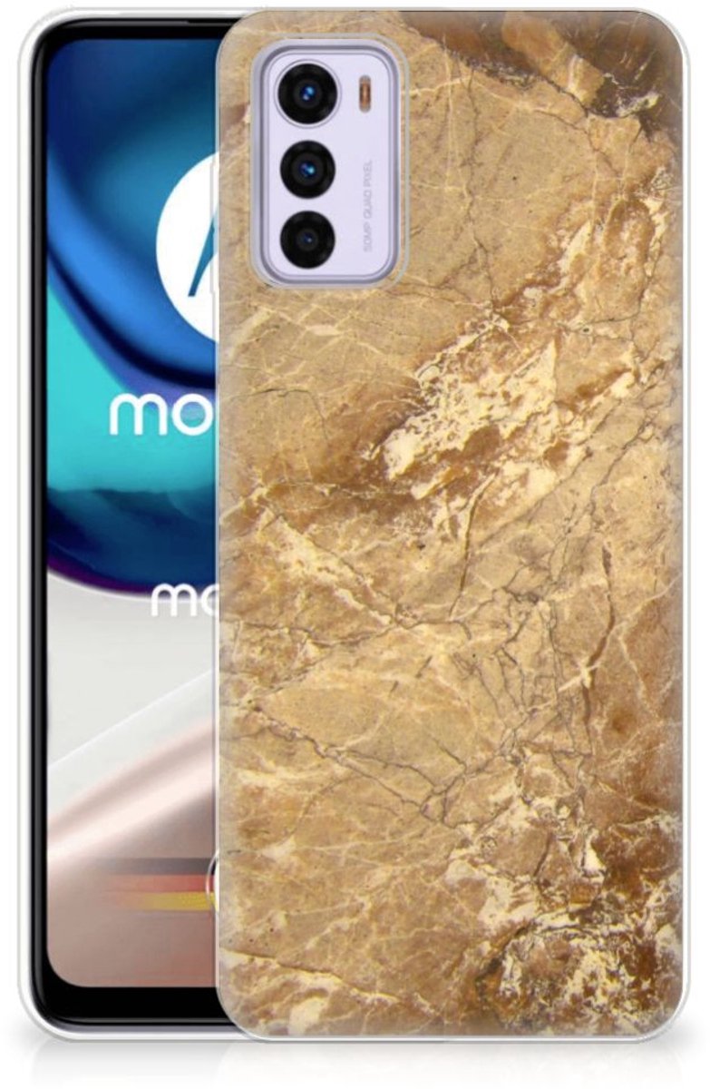 Motorola Moto G42 TPU Siliconen Hoesje Marmer Creme
