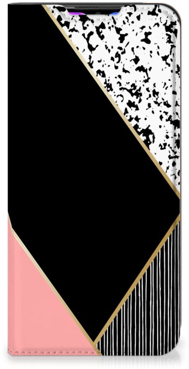Xiaomi Redmi 9 Stand Case Zwart Roze Vormen