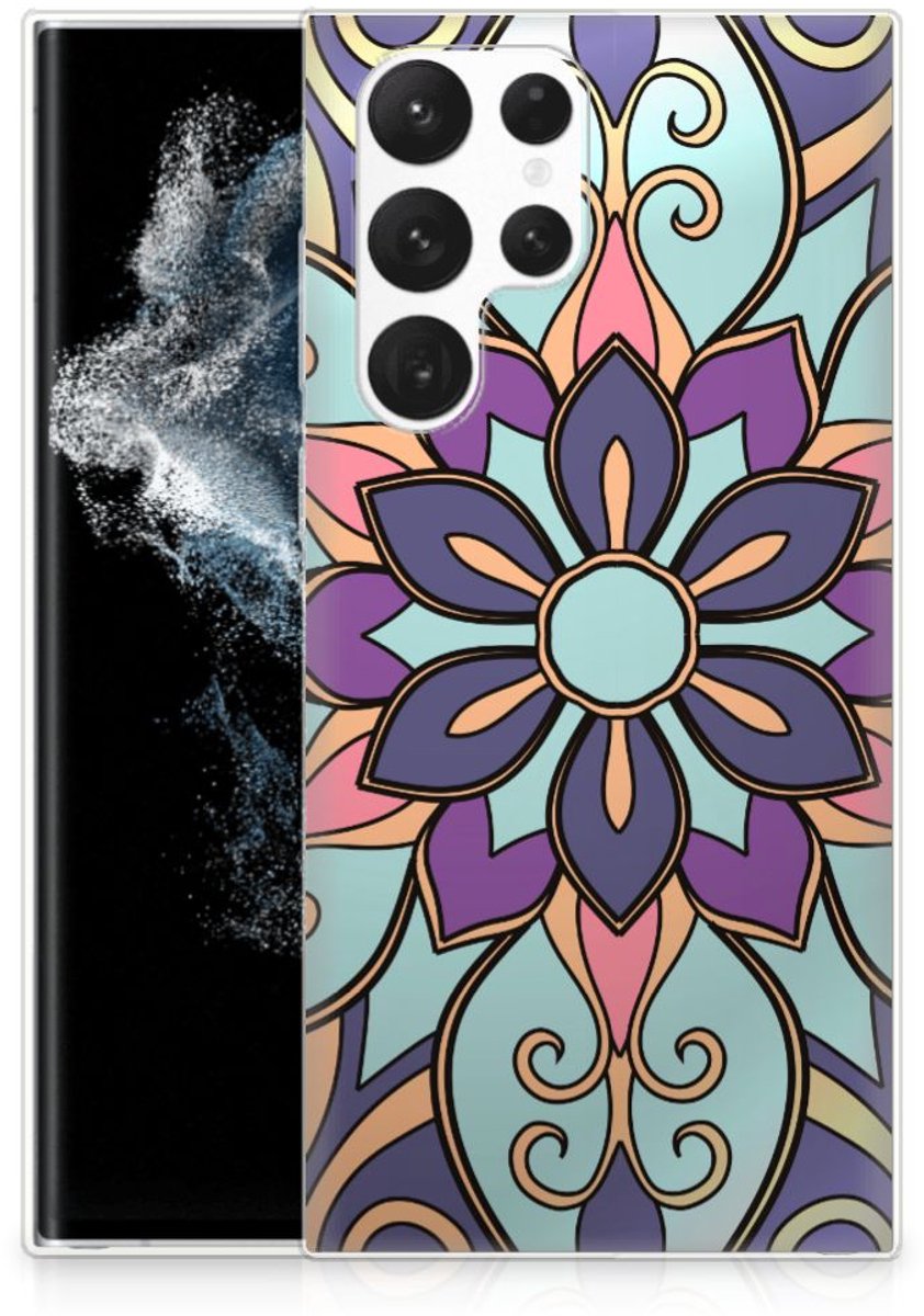 Samsung Galaxy S22 Ultra TPU Case Purple Flower