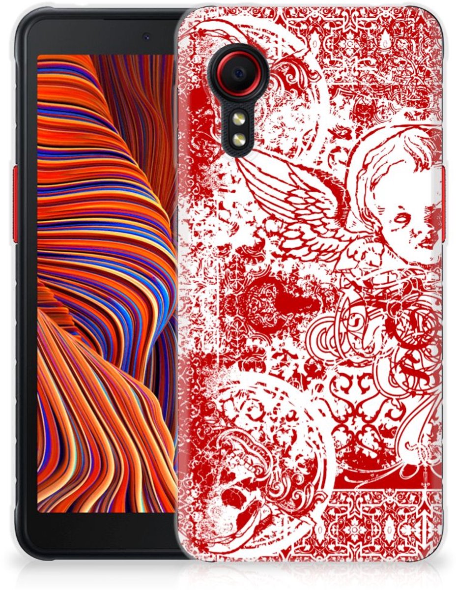 Silicone Back Case Samsung Galaxy Xcover 5 Angel Skull Rood