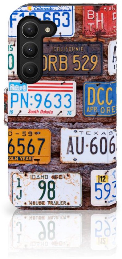 PU Premium Housse pour Samsung Galaxy S23 Portefeuille Plaques D'Immatriculation