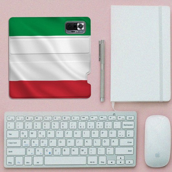 Coque Smartphone Xiaomi Redmi Note 10 Pro Belle Bookcase Drapeau Italien