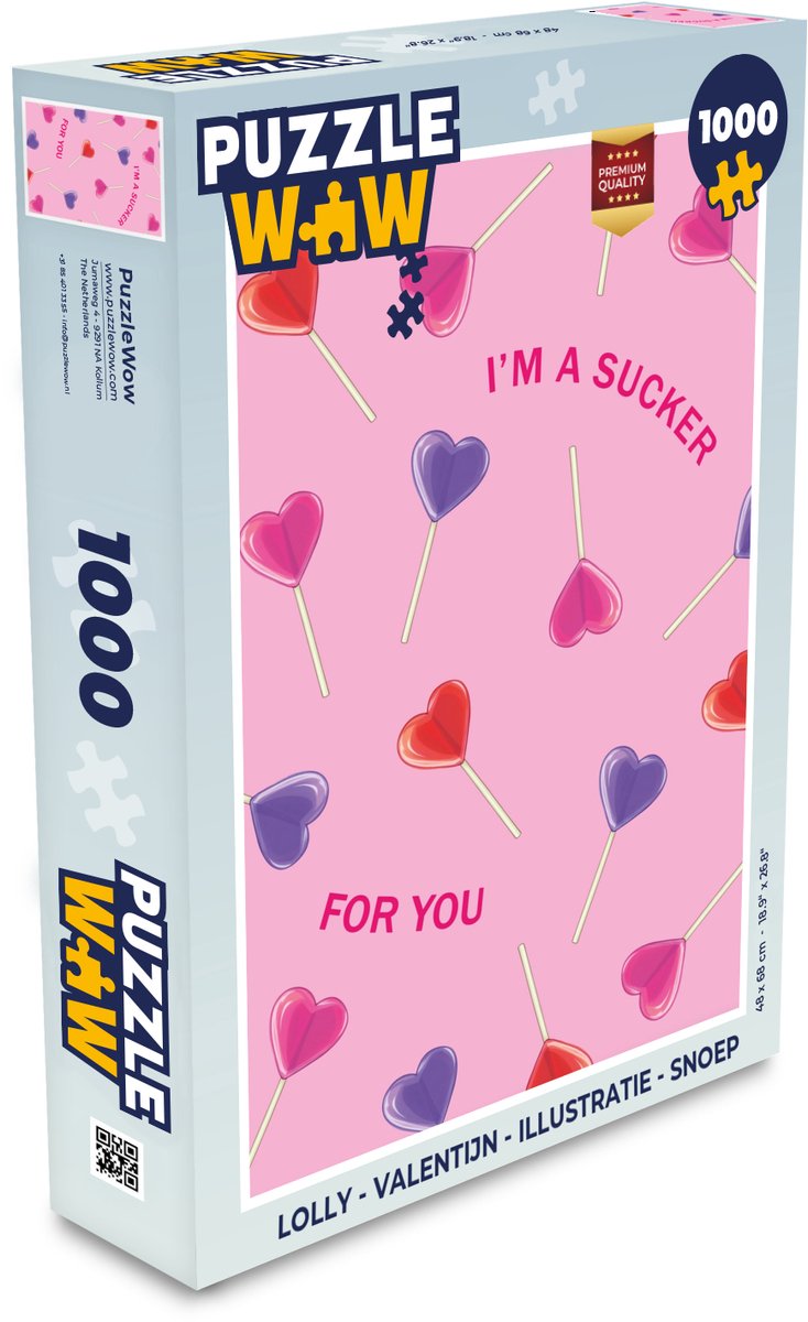 Puzzel Lolly - Valentijn - Illustratie - Snoep - Legpuzzel - Puzzel 1000 stukjes volwassenen