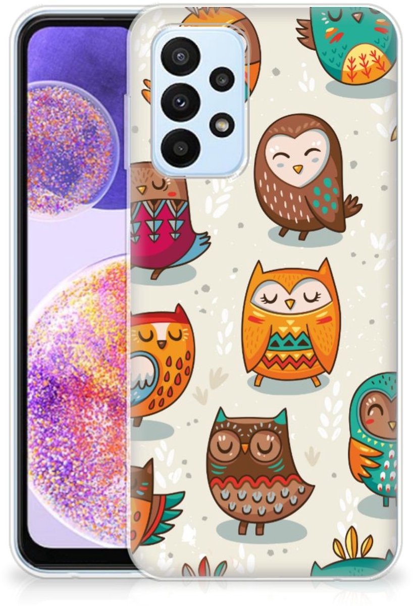 Samsung Galaxy A23 TPU Hoesje Vrolijke Uilen