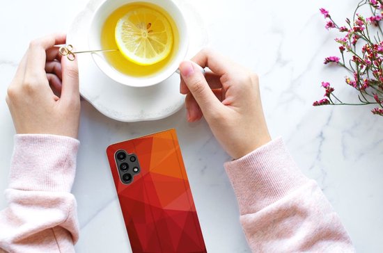 Coque support adaptée pour Samsung Galaxy A13 (4G) Polygon Red
