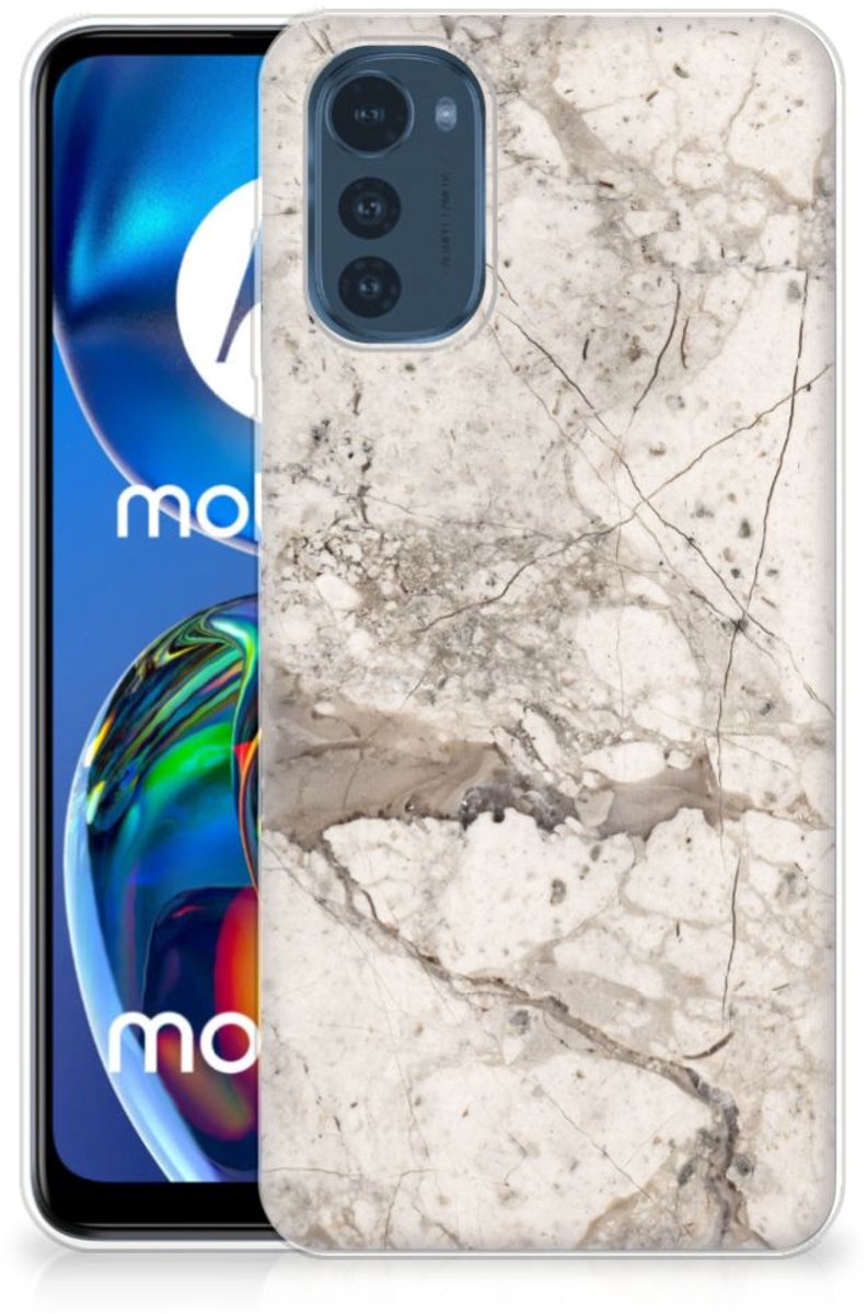 Motorola Moto E32/E32s TPU Siliconen Hoesje Marmer Beige