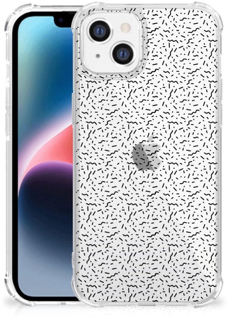 Apple iPhone 14 Plus Doorzichtige Silicone Hoesje Stripes Dots