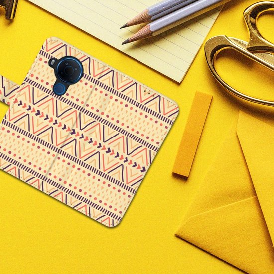 Étui de Bumper Folio pour Nokia 5.4 Coque Jaune Aztèque