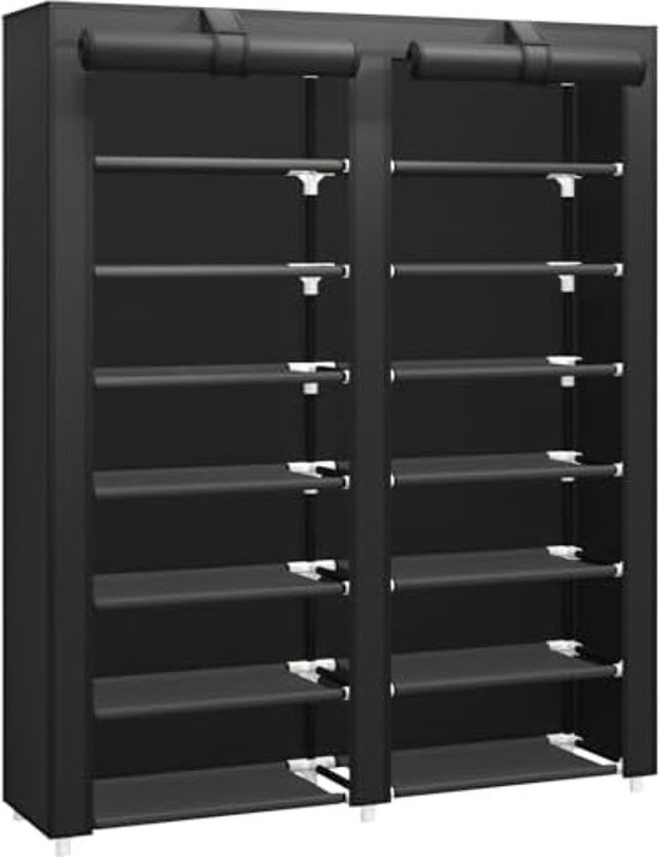Schoenenrek met 7 niveaus met stofdichte hoes, schoenenopbergorganizer, kast schoenenkast plank voor maximaal 28 paar schoenen voor deuropening, gang, balkon, woonkamer