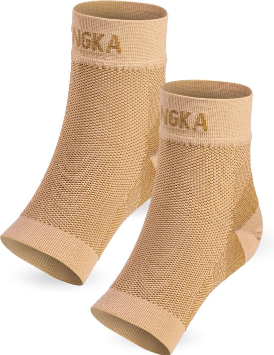 KANGKA® Enkelbrace maat L/XL - Enkel Bandage - Enkelband - Compressie Enkelsokken - Achillespees Bandage - Compressie Sok Achillespees - Beige