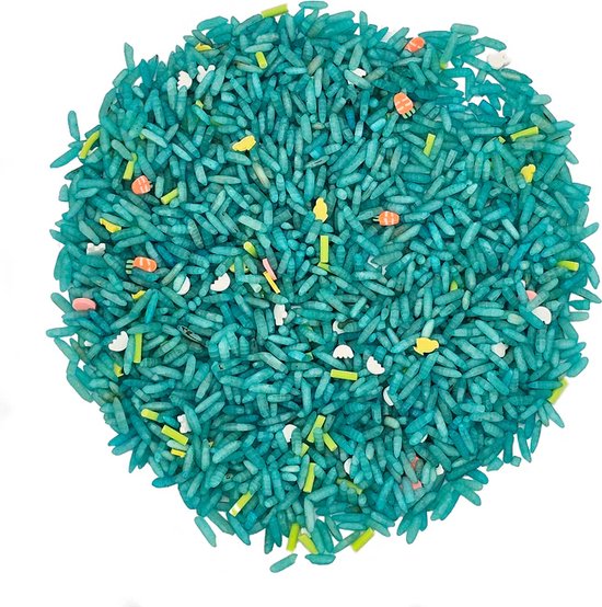 Foto: Grennn speelrijst voorjaar turquoise sensorisch speelgoed 3 jaar