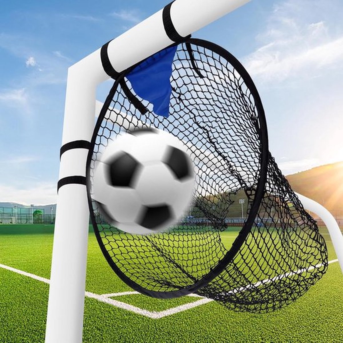 Topbak Voetbaldoeldoel - Diameter 55 cm - Doeltraining - Schietnauwkeurigheid Verbeteren - Bevestigen en Losmaken - Zwart