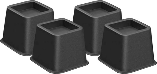 Purepeak Verstelbare Meubelverhogers Set 4 Stuks - 10 cm - Bedverhogers - Tafelpoot verhoger - Tafelverhoger - Max. 600 kg - Zwart
