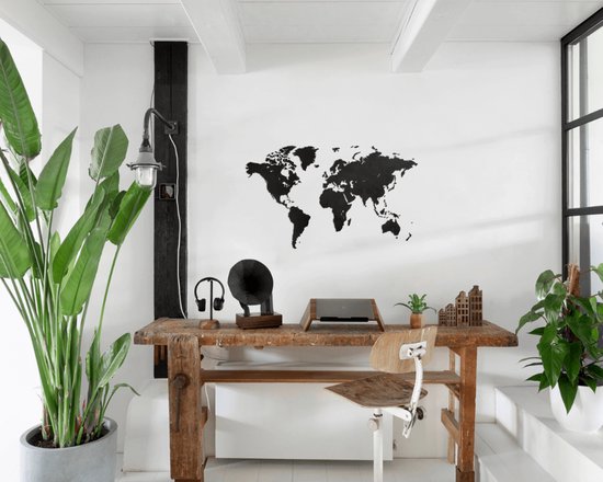 MiMi Innovations Carte du Wereldkaart en Bois de Luxe - Décoration Décoration murale - Véritable Puzzle avec Noms de Pays - 150x90 cm/59.1x35.4 pouces - Zwart