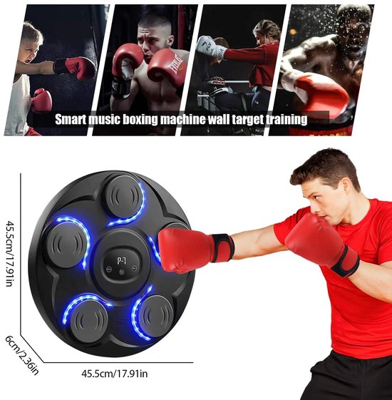 2024 New Model Smart Music Boxing Machine for Adults and Kids, Bluetooth Boxing Training Machine with LED Electronic Wall Mounted, Home Indoor Boxing Workout Equipment with Boxing Glove